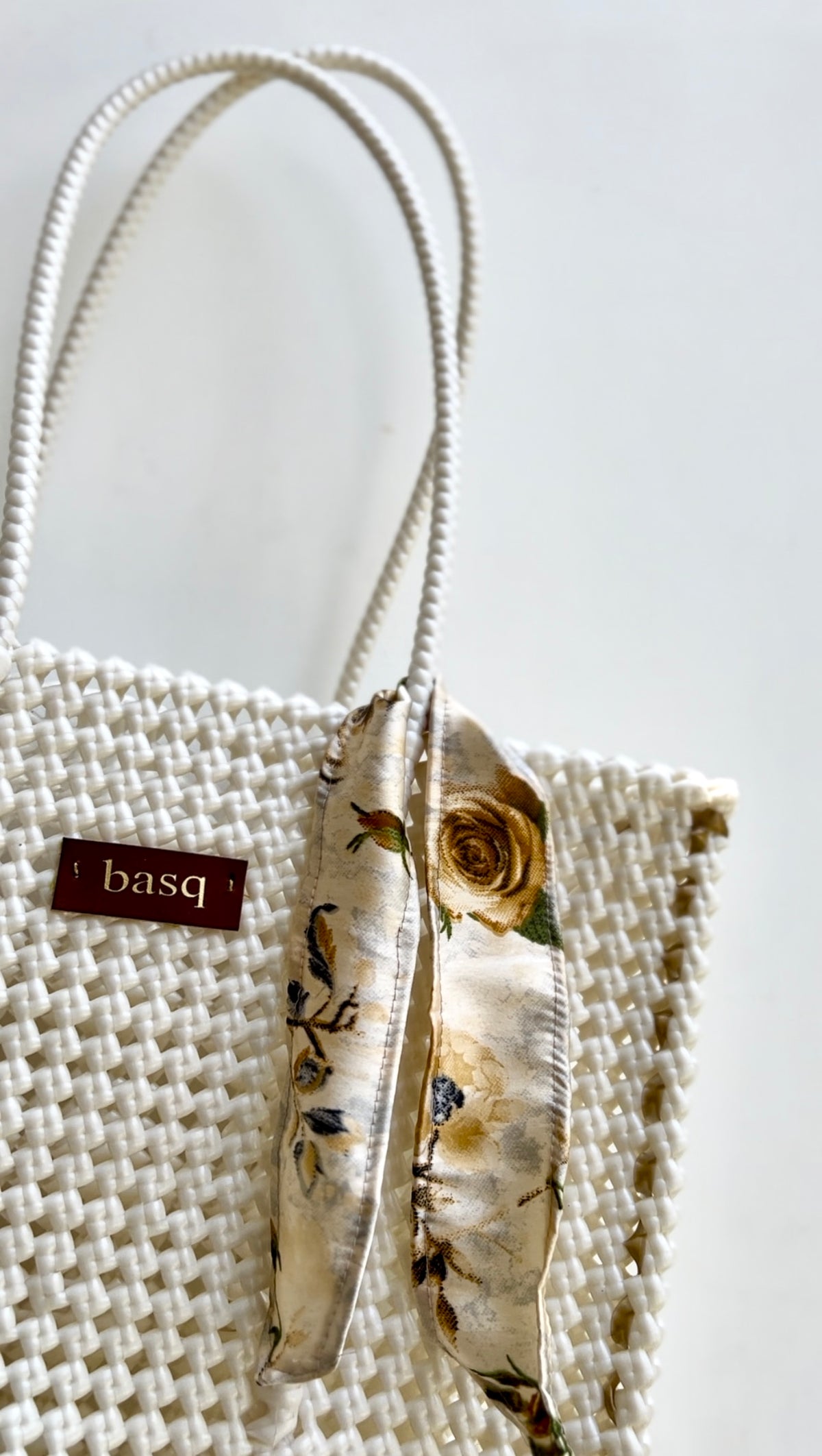 Solid Tote- Rectangular Pearl White (gold borders)