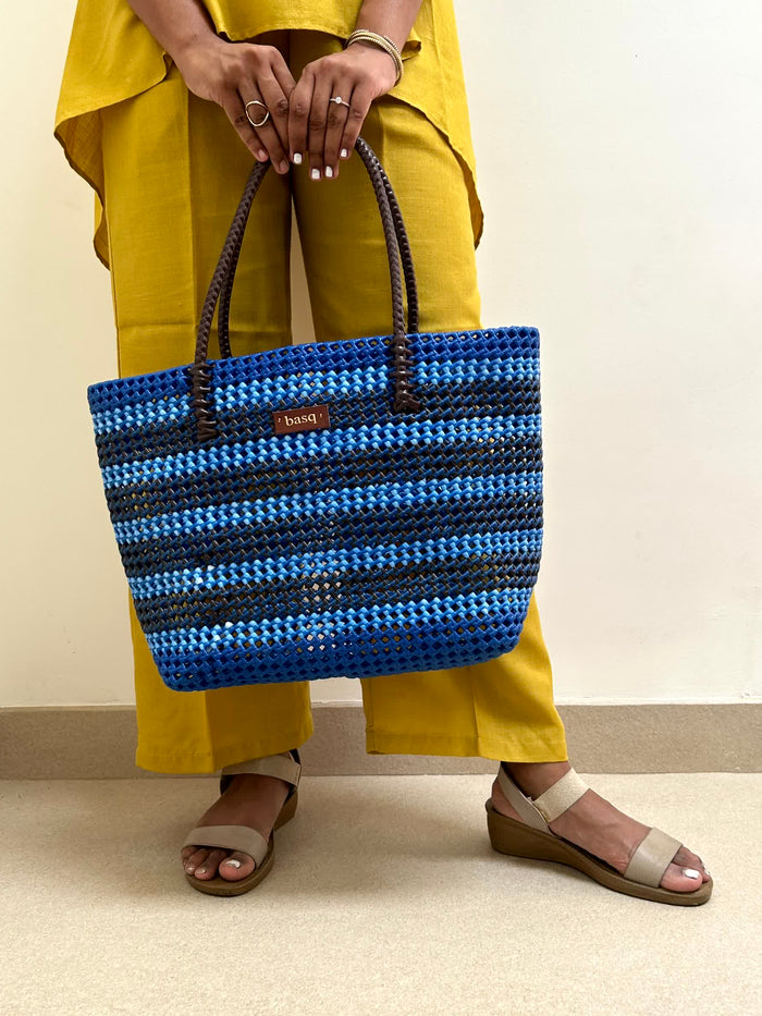 Designer Tote-Blue Stripes