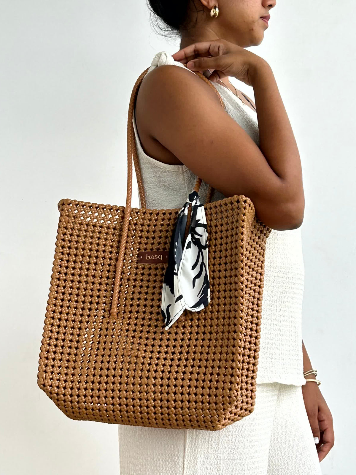 Solid Tote Rectangle- Beige Brown