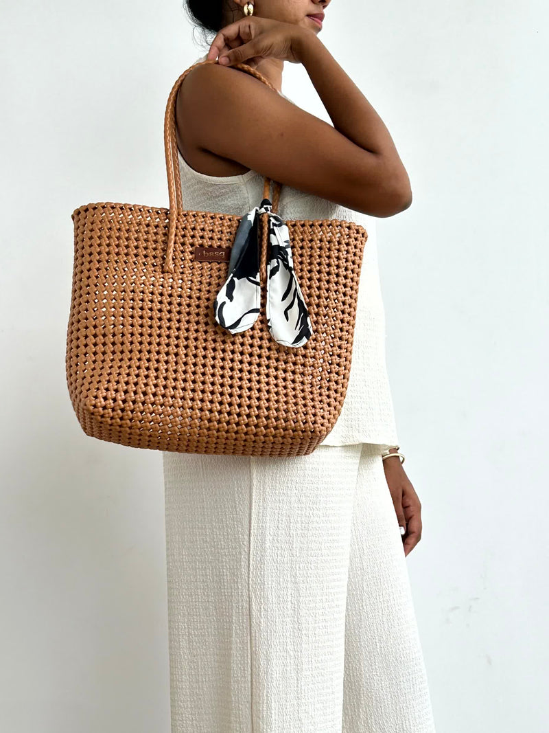 Solid Tote- Beige Brown