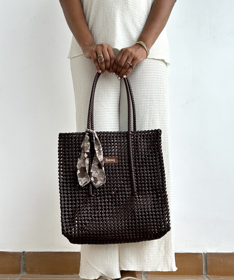 Soldi Rectangle Tote- Mocha Brown