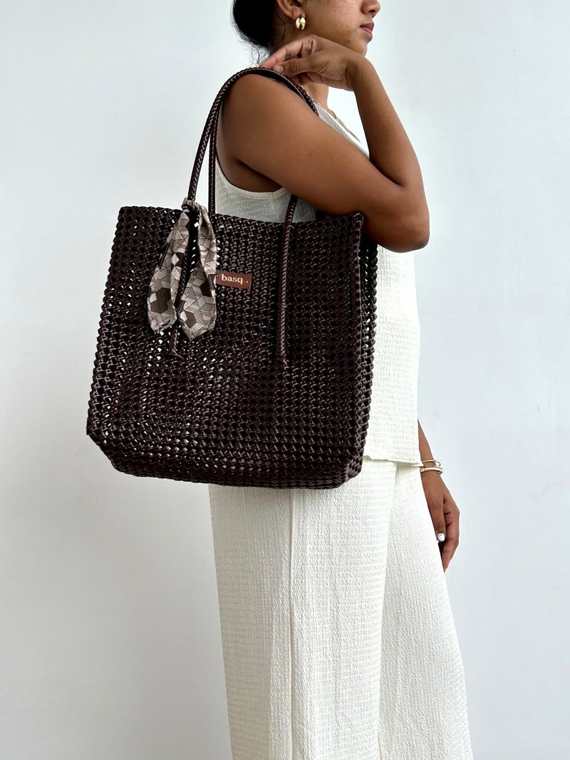 Soldi Rectangle Tote- Mocha Brown