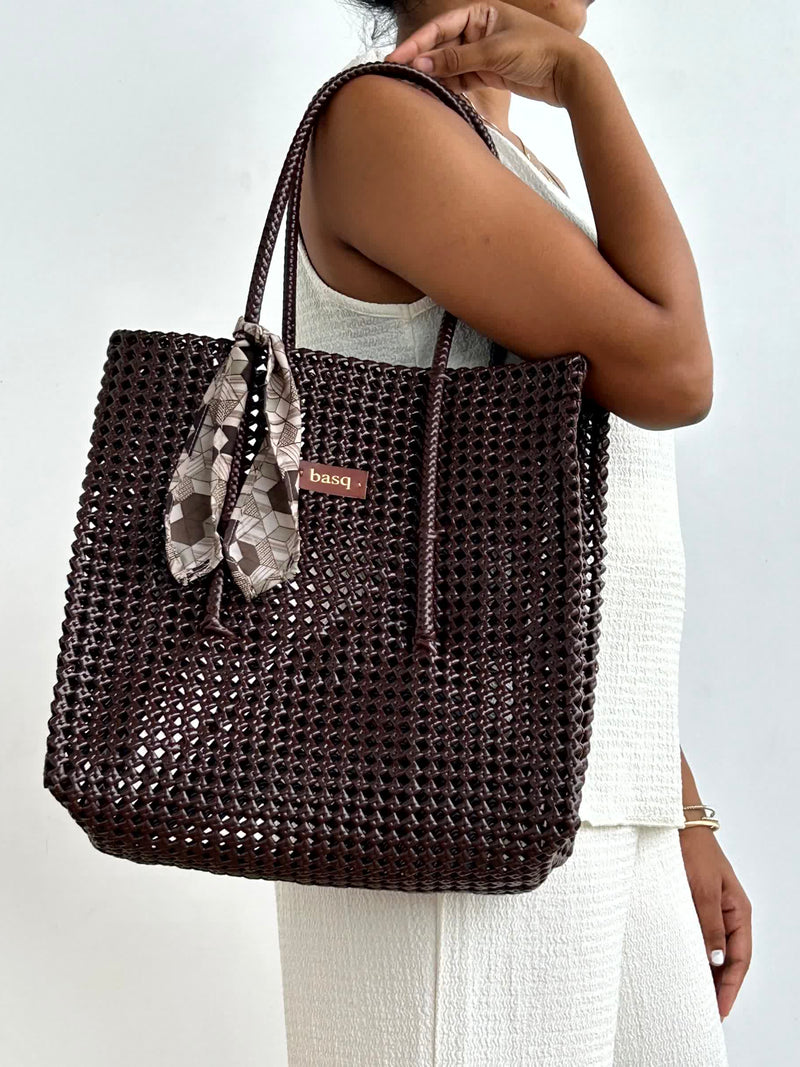 Soldi Rectangle Tote- Mocha Brown