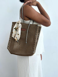 Solid Tote- Metallic Gold with silver handle