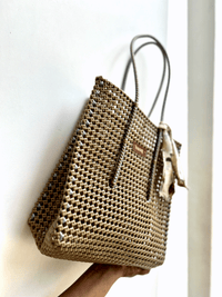 Solid Tote- Metallic Gold with silver handle