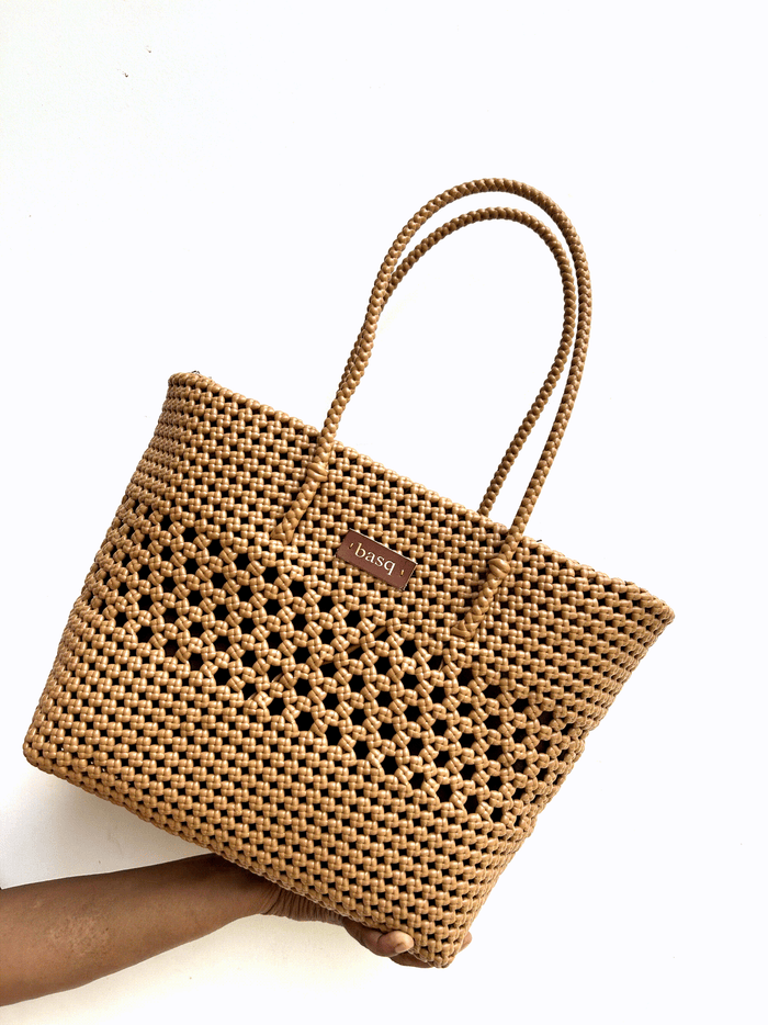 Bali Brown-Stars tote (with lining and inner pocket)