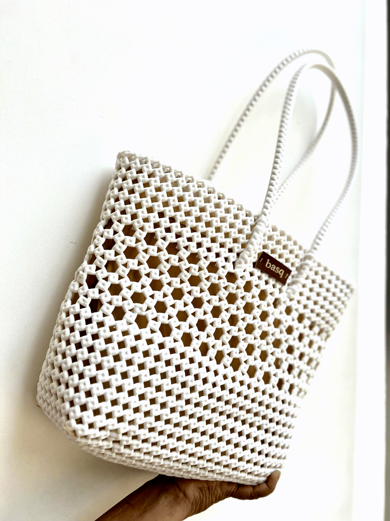 Solid Tote- White Stars Tote (with lining and pocket)