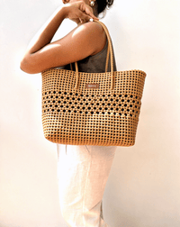 Bali Brown-Stars tote (with lining and inner pocket)