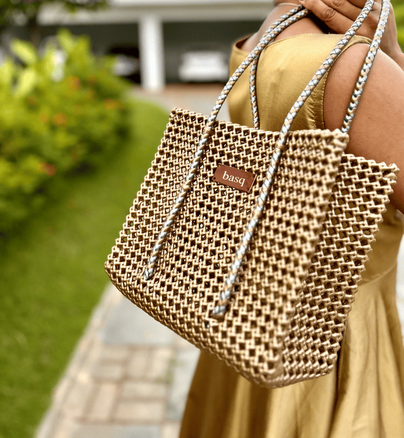 Mini Solid Tote- Rectangular Gold Tote