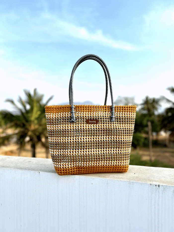 Designer Tote- Mustard Stripes