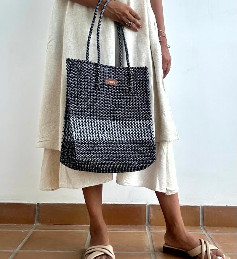 Designer Tote- Classic Mono and Grey