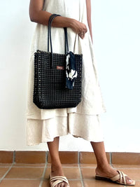 Solid Tote- Black with gold borders tote