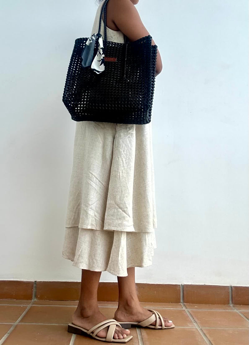 Solid Rectangular Tote- Classic Black