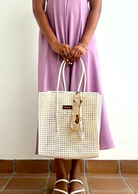 Solid Tote- Pearl white tote