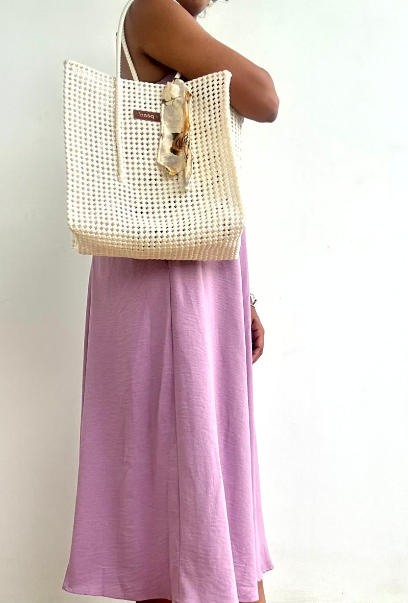 Solid Tote- Pearl white tote